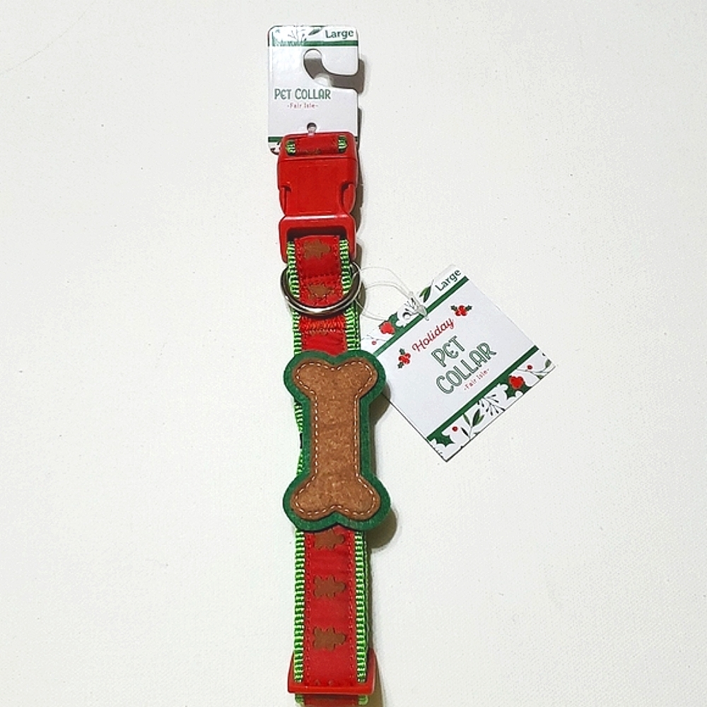 Dog Collar Fashion for Christmas Holiday w\ Gingerbread Men Accents Size Large